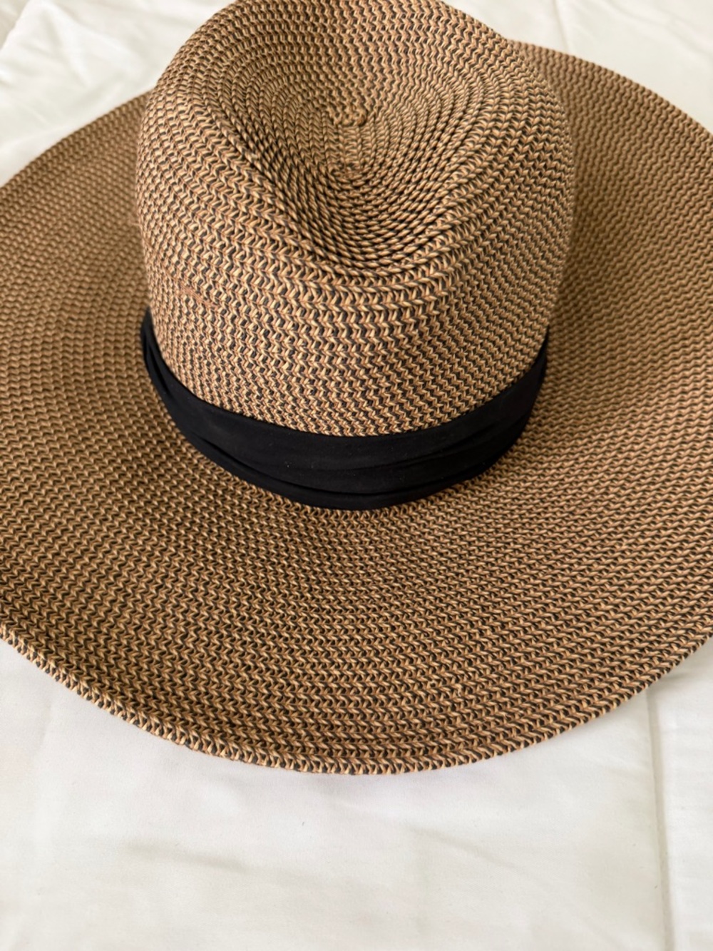 San Diego Hat Company Tan Straw Wide-Brim Hat with Black Band